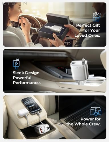 Retractable Car Charger for iPhone (White / 31.5 Inch)