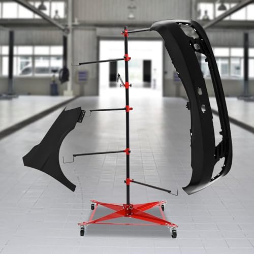Panel Tree Stand for Painting Rotatable FreeStanding Panel Paint Holder with Wheels Adjustable Center Post for Hang Automotive Doors Fenders Bumpers (29.5*29.5*70.87in)