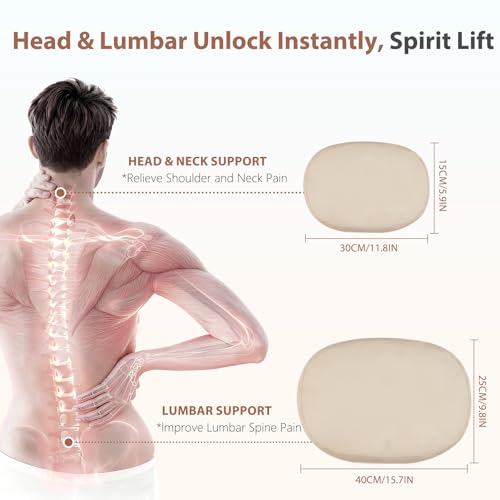 Car Headrest and Lumbar Support Pillow for Car Office Chair (Beige / 2 Pieces)