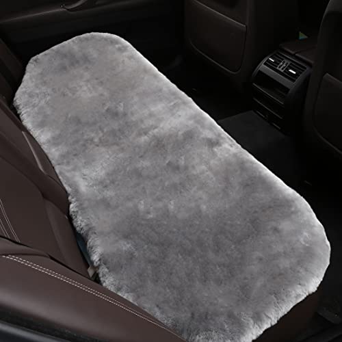 Gray Genuine Sheepskin Car Rear Seat Cover for Fuzzy Back Cushion (Misty Gray)