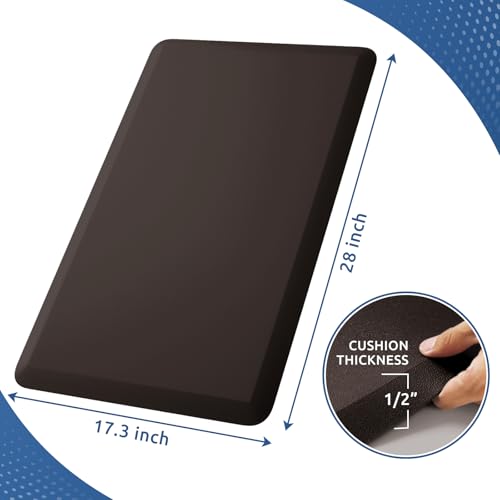 Kitchen Mat Cushioned Anti Fatigue Rug Standing and Comfort Floor Mats (Chocolate / 28"L x 17.3"W x 0.5"Th)