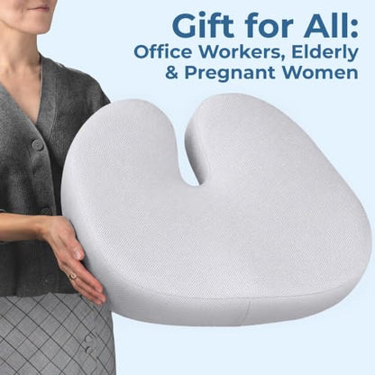 Seat Cushion Memory Foam Chair Pad for Tailbone Pain Relief (Light Gray / XX-Large)
