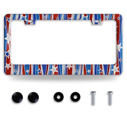American License Plate Frame Stainless Steel USA Flag License Holder (Personalized American Flag)