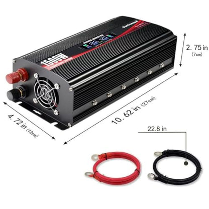 1500W Power Inverter 12V to 110V (Black)
