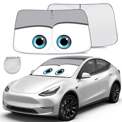 Windshield Sun Shade for 2017 (Grey / Tesla Model Y/3 (Custom Fit))