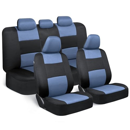 PolyPro Car Seat Covers Full Set in Blue Gray on Black (Blue Gray)