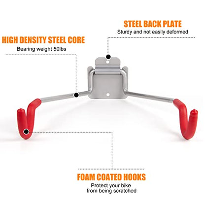 Bike Wall Mount Hangers (RED-2PACK)