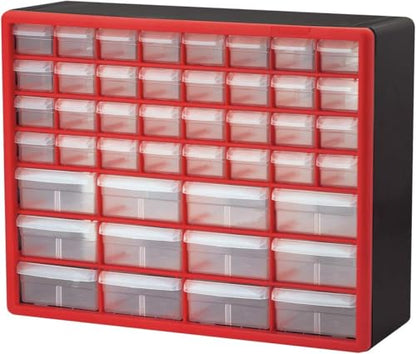 44 Drawer Plastic Storage Cabinet (Red / 44 Drawer / 1 Pack)