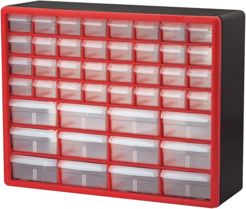 44 Drawer Plastic Storage Cabinet (Red / 44 Drawer / 1 Pack)