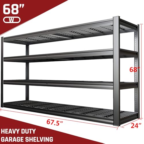 68" W Garage Shelving Unit (68"Wx24"Dx68"H / 4 Tier)