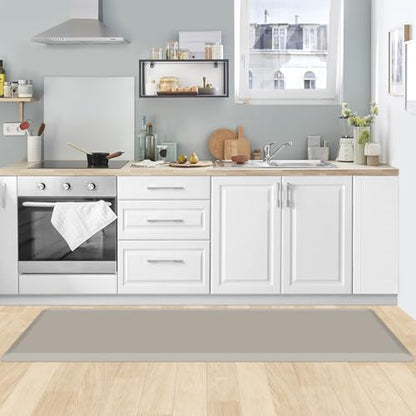Kitchen Mat Cushioned Anti Fatigue Kitchen Rug 17.3"x60" Water Resistant Non Slip Kitchen Rugs and Mats Standing Desk Mat Comfort Floor Mats for Kitchen House Sink Office (Khaki / 60"L x 17.3"W x 0.5"Th)