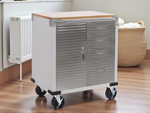 Heavy Duty Rolling Storage Cabinet with Wheels and Drawers (1 Door, 4 Drawer (28" W x 25" D x 34.5" H) / Granite)