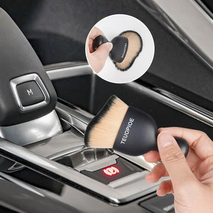 Car Detailing Brush for Interior Dusting and Air Vents (Brown Black)