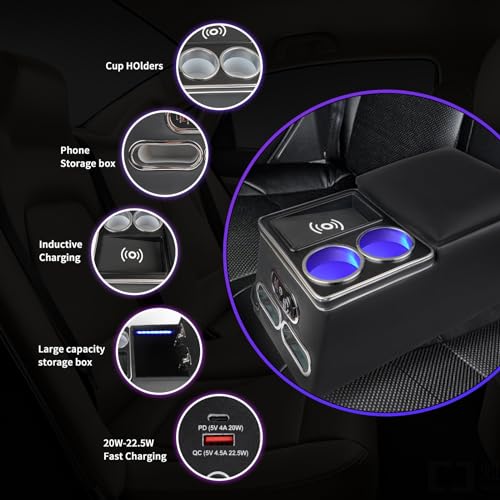 Upgrade Universal Center Console Organizer with Inductive Charging Stand