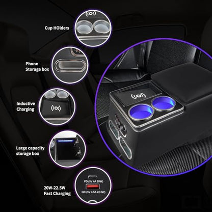 Upgrade Universal Center Console Organizer with Inductive Charging Stand