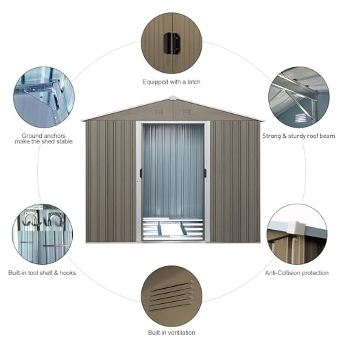 6x8 FT Outdoor Storage Shed (6x8 FT/Window / Gray)