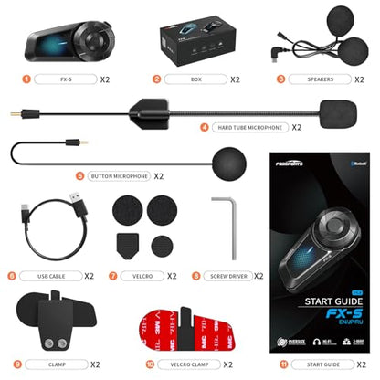 FX S Motorcycle Bluetooth Headset V5.4 (Double Pack)