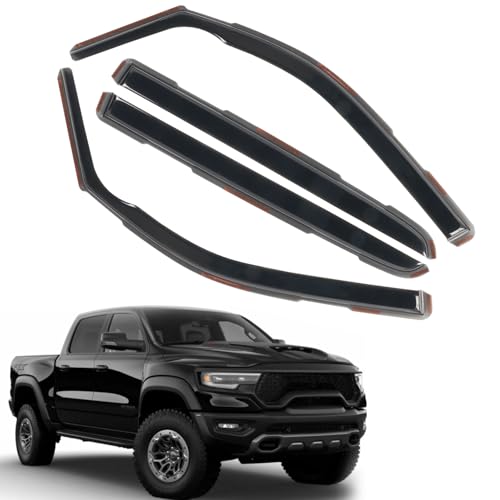4pcs in Channel Window Rain Guards Fit for 2019 (For 19-25 Ram 1500 Crew Cab)