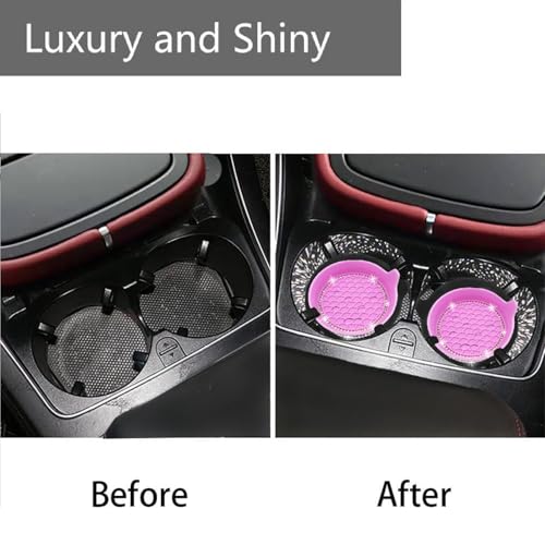 4pcs Bling Car Cup Holder Coaster (New Pink / 4pcs)