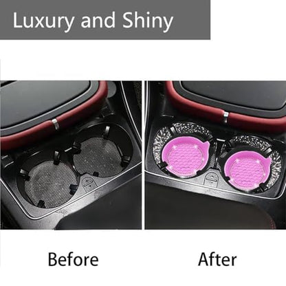 4pcs Bling Car Cup Holder Coaster (New Pink / 4pcs)