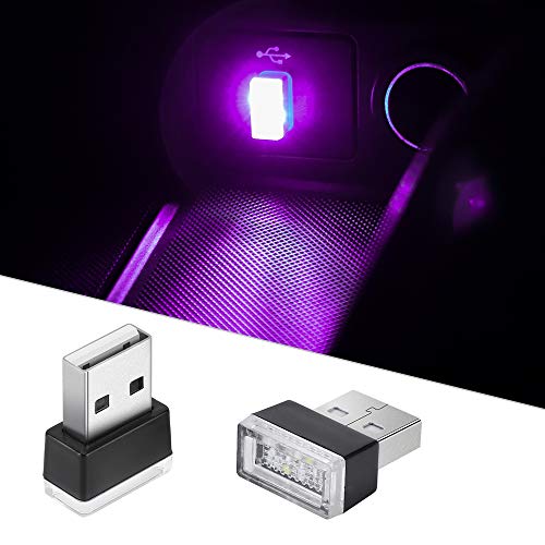 2Pcs USB LED Atmosphere Lights Mini Car Interior Accessories Ambient Lamp Universal