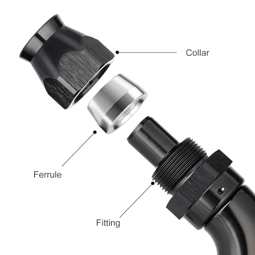 10AN 60 Degree PTFE One Piece Full Flow End Hose Fitting Aluminum Black (10AN / 60 Degree)
