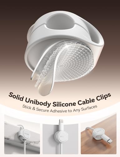 8 Pack Silicone Cord Organizer Magnetic Cable Clips (White)