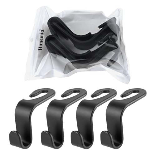 4 Pack Curved Headrest Hooks for Vehicle Seats (Black2)