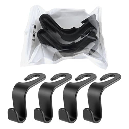 4 Pack Curved Headrest Hooks for Vehicle Seats (Black2)
