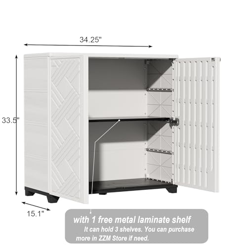 Indoor Outdoor Storage Cabinet Waterproof (Cabinet With 1 Shelf, White)