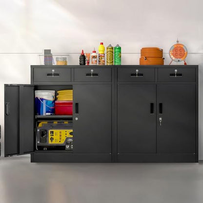 Metal Storage Cabinet (Black / 36" H x 32" W x 16" D)