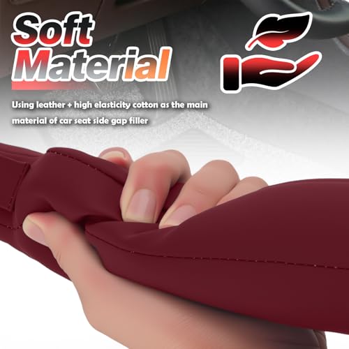 2026 2PCS Upgraded Car Seat Gap Filler with Fixing Ring (Burgundy)