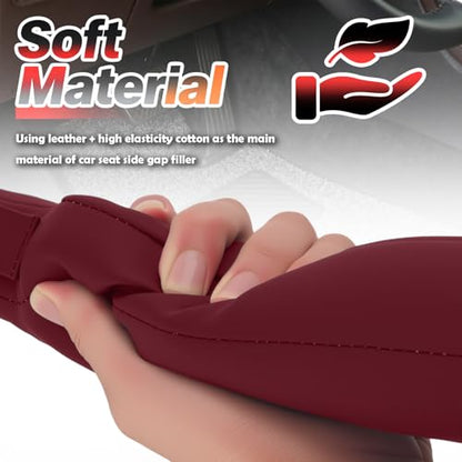 2026 2PCS Upgraded Car Seat Gap Filler with Fixing Ring (Burgundy)