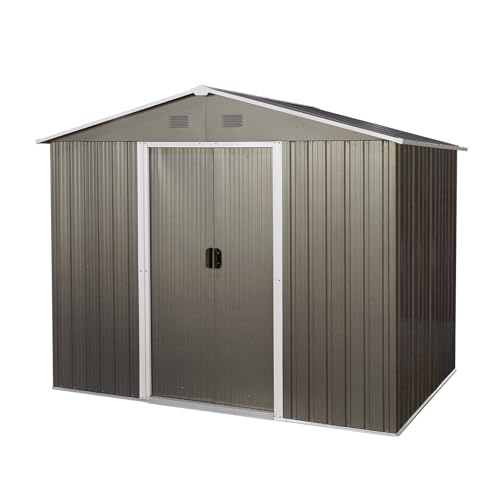 6x8 FT Outdoor Storage Shed (6x8 FT/No Window / Gray)
