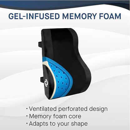 Lumbar Support Pillow Mid and Lower Back with Cooling (Black With Cooling Gel)