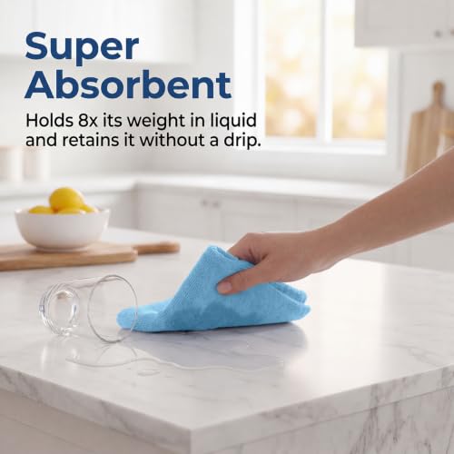 Microfiber Cleaning Cloth Roll (75 Count (Pack of 1) / Blue)