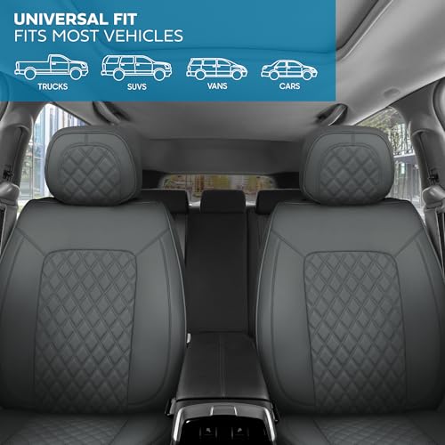 Curated Ashen Napa Leather Seat Covers for Cars & SUVs (Gray (Ashen) / Front Seats)