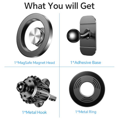 for Magsafe Car Mount【Strong Magnets】Magnetic Phone Holder for Car Phone Holder Mount Dash Mounted Holders Phone Holders for Your Car Accessories for Women Men for iPhone 17 Pro Max 16 15 14 (Black)