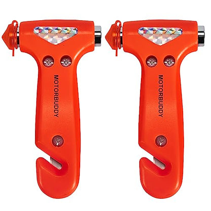 2 Pack Car Safety Hammer Seatbelt Cutter (Red)