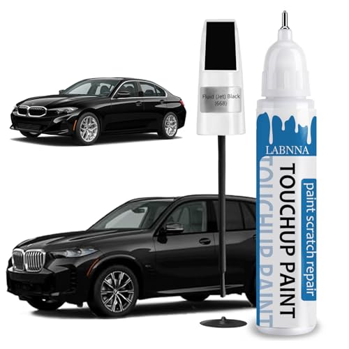 Fluid (Jet) Black (668) Touch Up Paint for BMW-Exact Match 2 in 1 touchup Paint Pen for Chips and Nicks Repair Car Paint Scratch Repair Kit (Fluid (Jet) Black (668))