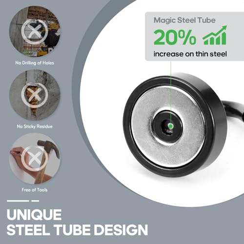 Magnetic Hooks Steel Tube Design for Cruise (Black / 40lb Magnetic Hooks)
