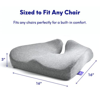 Patented Pressure Relief Seat Cushion for Long Sitting Hours on Office (Gray)
