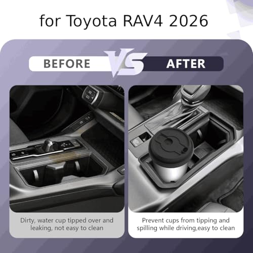 2026 RAV 4 Center Console Cup Holder Compatible with 2026 RAV 4 Premium TPE Cup Holder Hidden Secondary Storage Box Spill