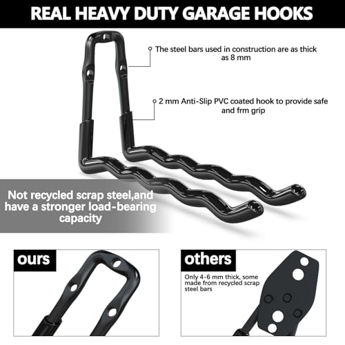 Super Heavy Duty Garage Wall Hooks 18 Pack (Black / 16)