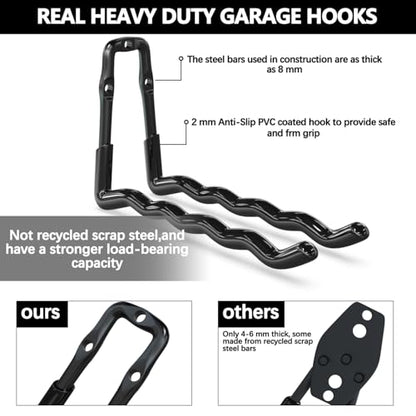Super Heavy Duty Garage Wall Hooks 18 Pack (Black / 16)