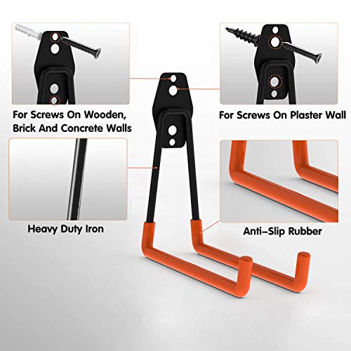 12pack Steel Garage Storage Utility Double Hooks Organizer Heavy Duty Wall Mount Tool Holder for Organizing Power Tools Ladders Bulk Items (Utility Hooks 12pack)