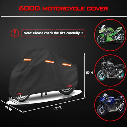 Motorcycle Cover (97.5" x 41" x 50" / Black)