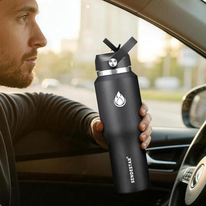 40oz Stainless Steel Water Bottle (Black / 40 Ounces)