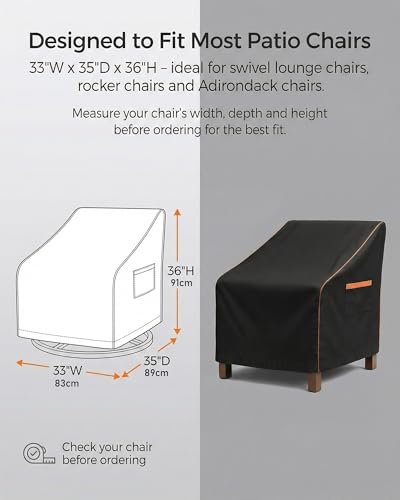 Outdoor Waterproof Patio Chair Covers (Black / 33W x 35D x 36H)