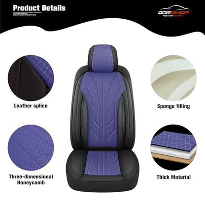 Luxury Faux Leather&Fabric Car Seat Covers Full Set with Breathable 3D Foam Back Support